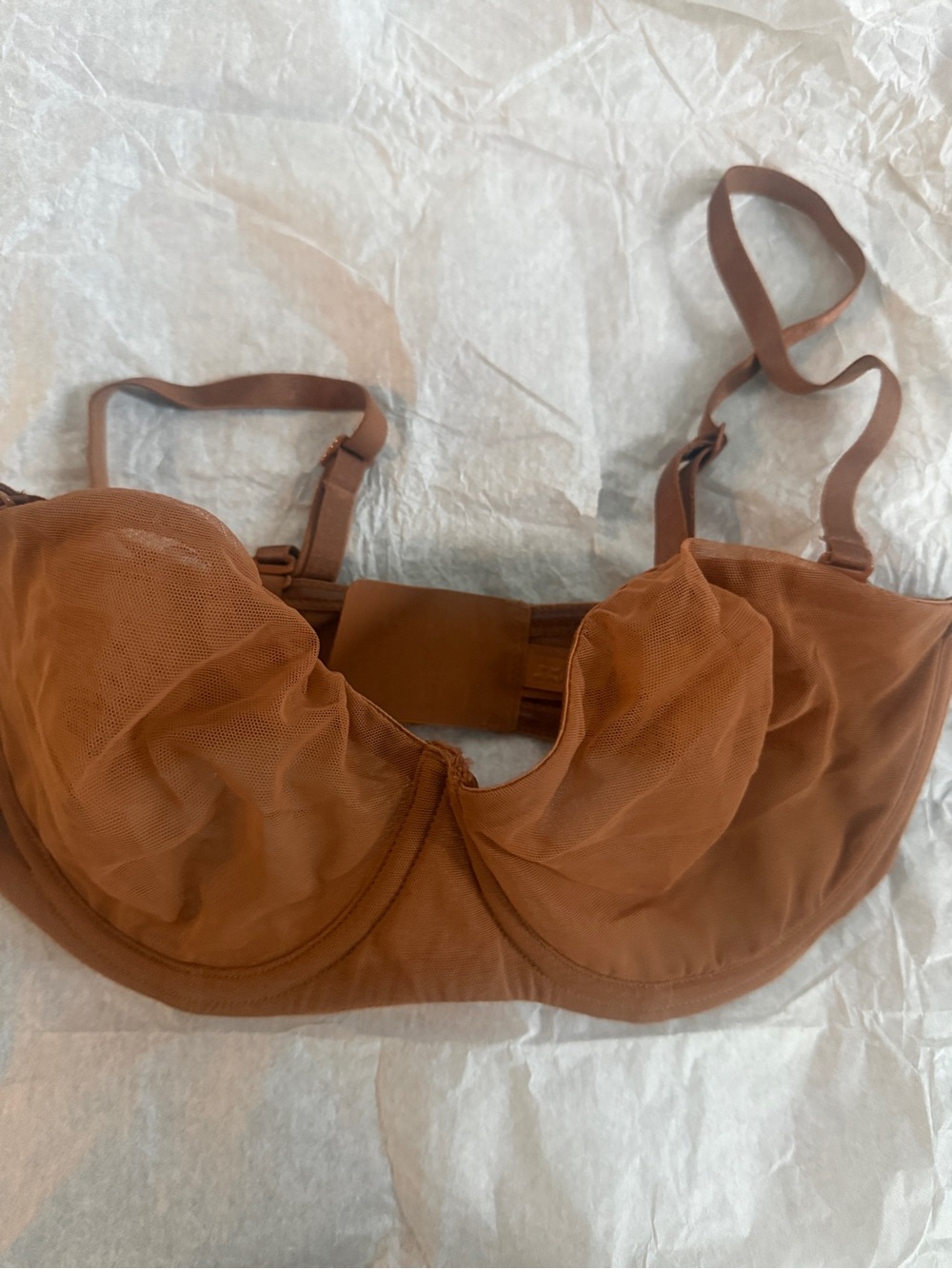 SKIMS Sheer Mesh Underwire Bra in Brown 32D